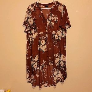Torrid Brick Red Chiffon Babydoll Tunic